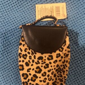 Leopard Print mini jewelry purse  with Black Flap